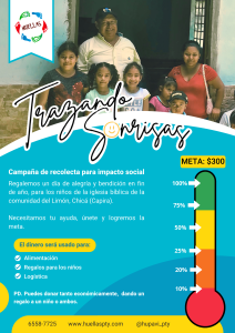 Esta es nuestra campaña anual de impacto social, y hemos elegido a la comunidad del Limón en Chicá. Esta campaña estará corriendo por los próximos meses, súmate y ayúdanos a llegar a la meta. Para más información escríbenos al 6558-7725